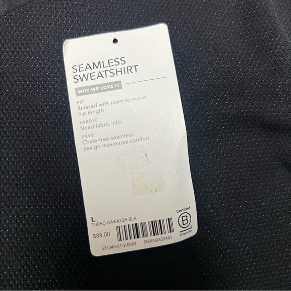 Athleta Seamless Sweatshirt Womens Large Black Long Sleeve Crew Neck Pullover - Picture 4 of 7
